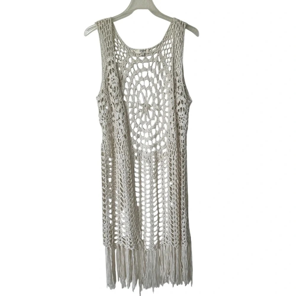 Umgee Crochet Fringe Ivory cardigan sweater size L - Picture 1 of 11